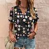 Ethnic Printed Summer Women's T-Shirt Short Sleeve Fashion V-Neck Tee Shirt Casual Harajuku Outdoor T Shirt for Ladie Streetwear