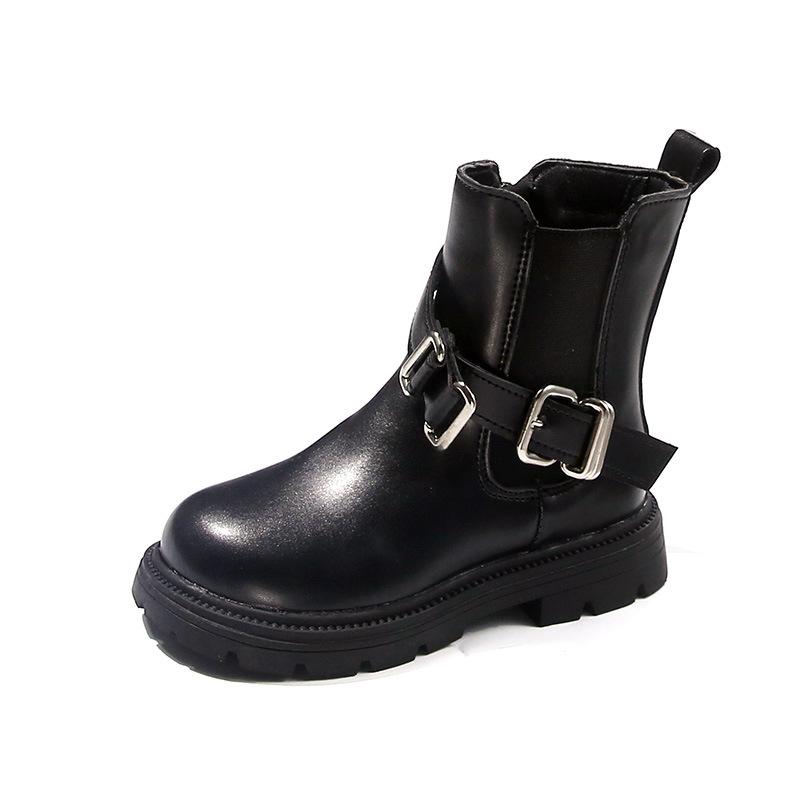 Зимние ботинки для девочек с толстой подошвой, черные, коричневые, детские модные ботинки, теплые, плюшевые, детские, повседневные, хлопковые, школьные, универсальные, нескользящие