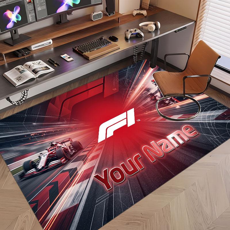 Custom Rug F1 Pattern Print Name Text Soft Non‑Slip Floor Carpet for Home Indoor Decoration