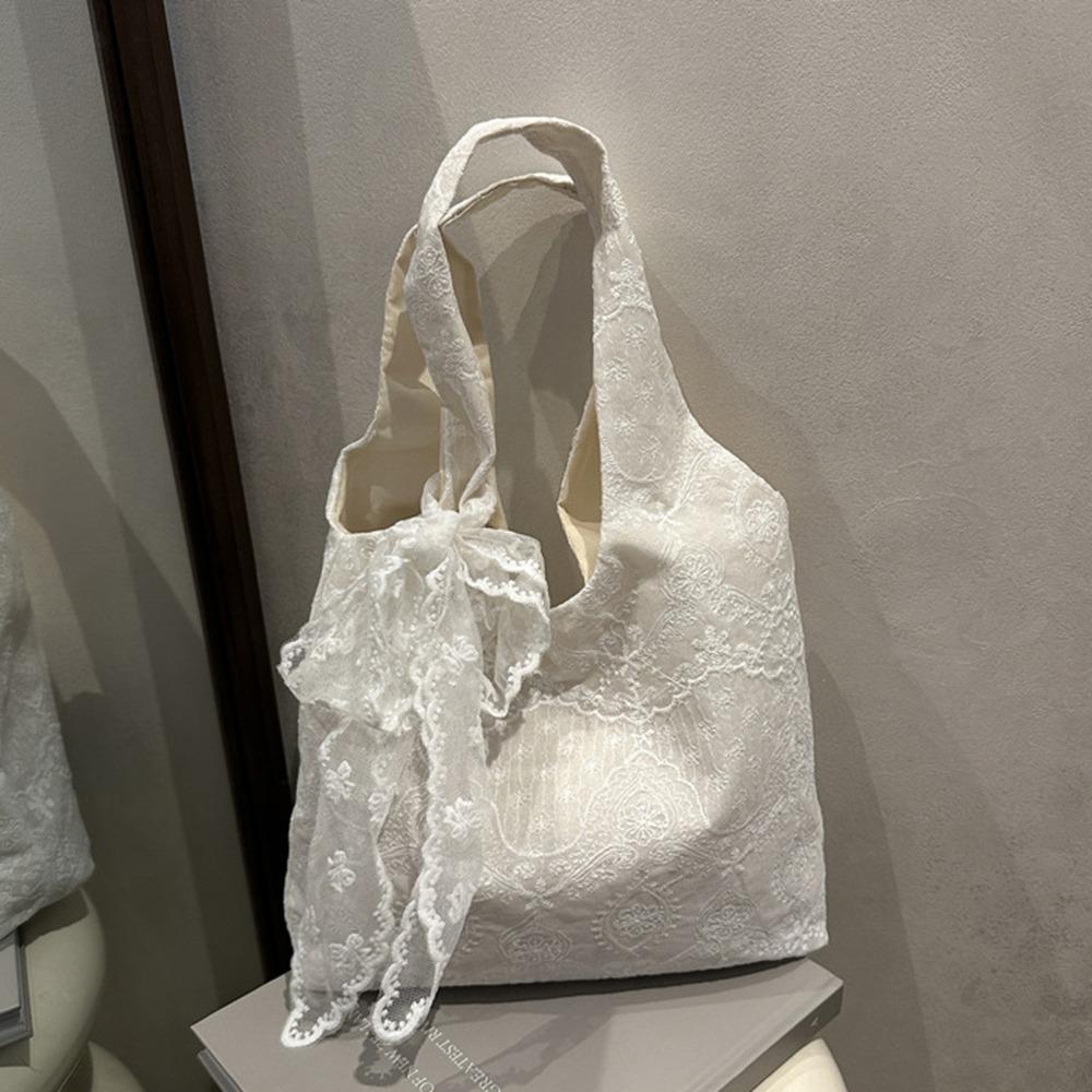 Korean Style Simple Canvas Handbag Tote Bag Large Capacity Bag Lace Shoulder Bag Couple