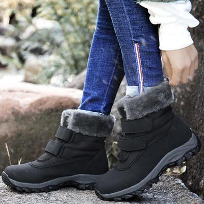 Женская обувь большого размера, осенне-зимняя теплая хлопковая обувь, однотонные зимние сапоги, обувь для мам