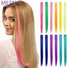 Clip In One Piece Hair Extension Synthetic Straight Gradient Purple Blue Pink Hair Extension Female Wig