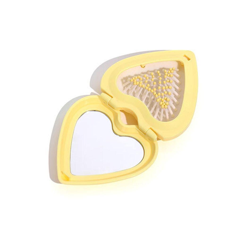 Candy Color Folding Airbag Comb Anti-static Massage Comb Heart Hair Comb with Mirror  Women Girl