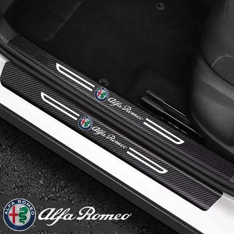 Car Trunk Bumper Stickers Protective Door Sill Plate Decals for Alfa Romeo Giulia Stelvio Giulietta 159 147 166 Mito Accessories evx852