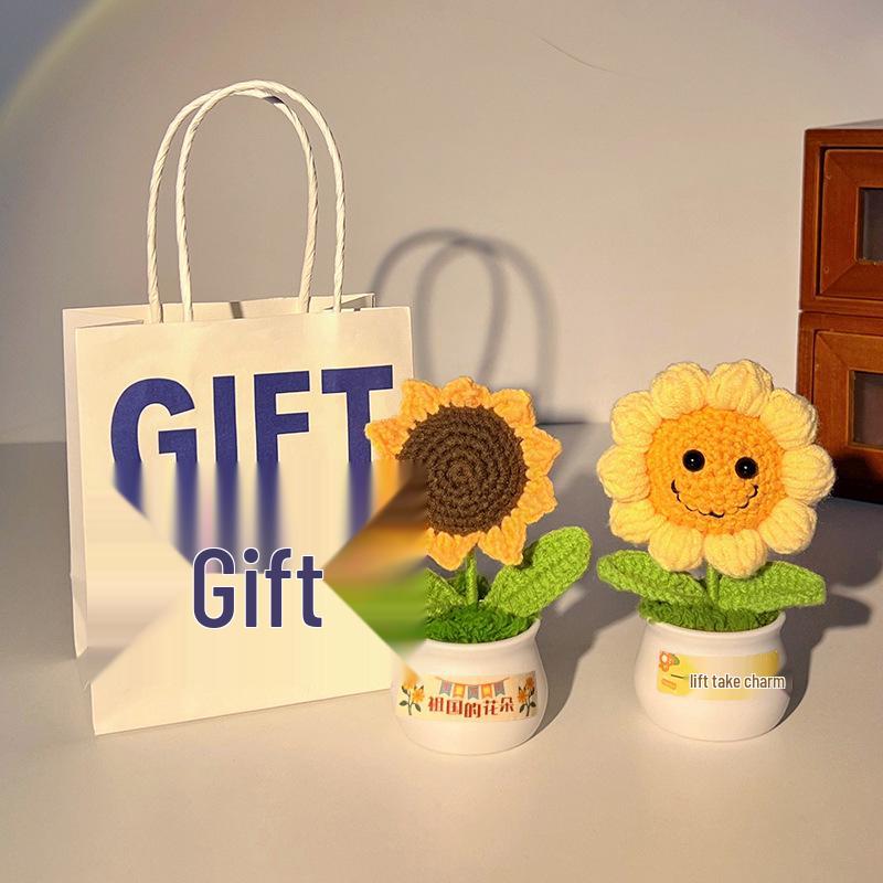 Handmade Sunflower Desk Decoration - Woven Bouquet Gift for Students & Girls