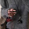 Small and Cute Leather Coin Purse Pendant Necklace Sweater Chain Long Storage Bag Women's Headphone Cover Accessories