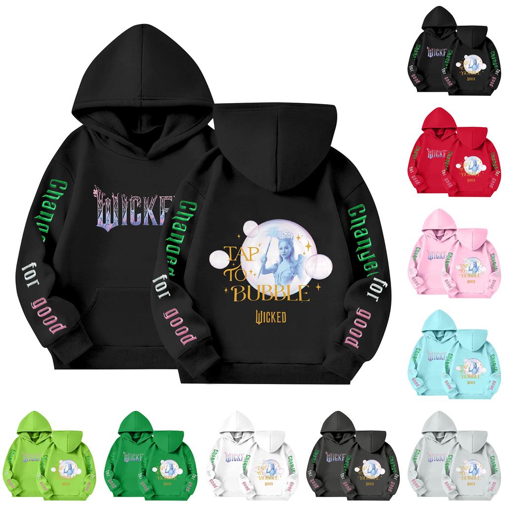 Kids' Long Sleeve Loose Pullover Letter Print Drawstring Hooded Sweatshirt