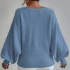 Women S Loose Fit Pullover Knit Sweater With Lantern Sleeves Geometric Pattern