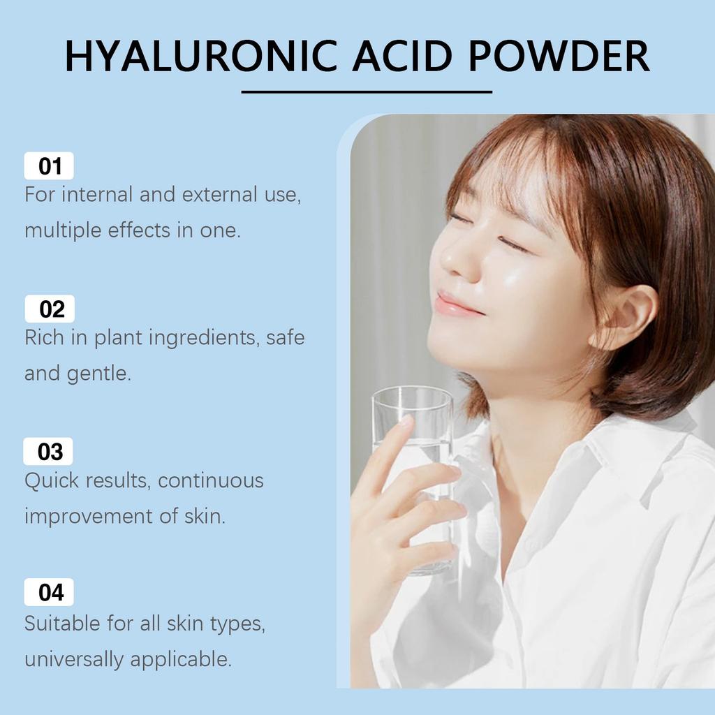 Увлажнение и смягчение кожи с помощью гиалуроновой пудры, растворимой в воде и увлажняющей, 100 г