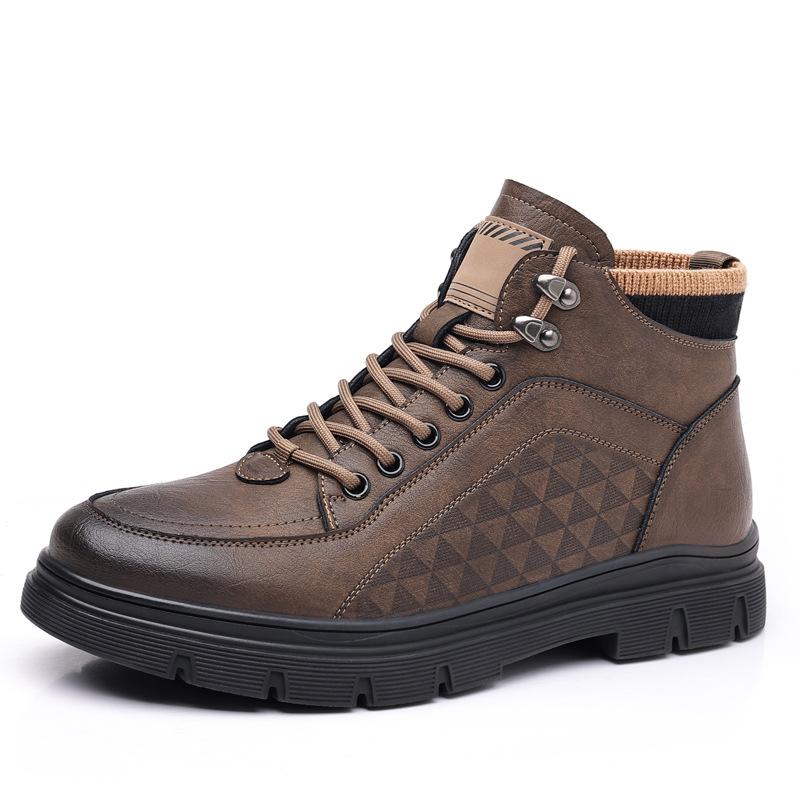 2025 новые бархатные ботинки Мартин мужские ботинки из черной кожи в британском стиле повседневные ботинки на высокой платформе хлопковые ботинки для Северо-Востока