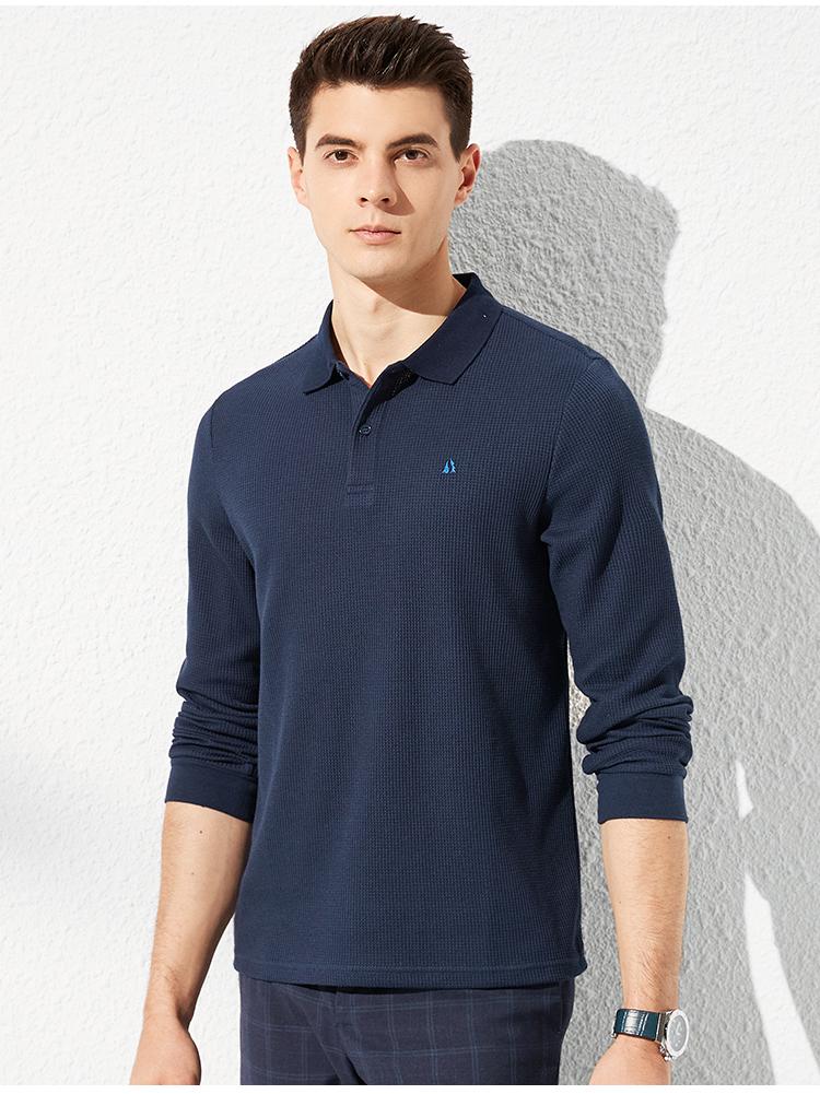 [Huafu Ge Precision Embroidery] Spring New Product Trendy Minimalist Breathable Fit Collar Long Sleeve Polo Shirt for Men