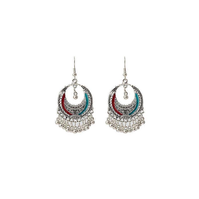 Earrings, Ethnic Style Tassel Hook Earrings, Miao Silver Electroplated Metal Bell, Vintage Yunnan Travel Vacation Accessories