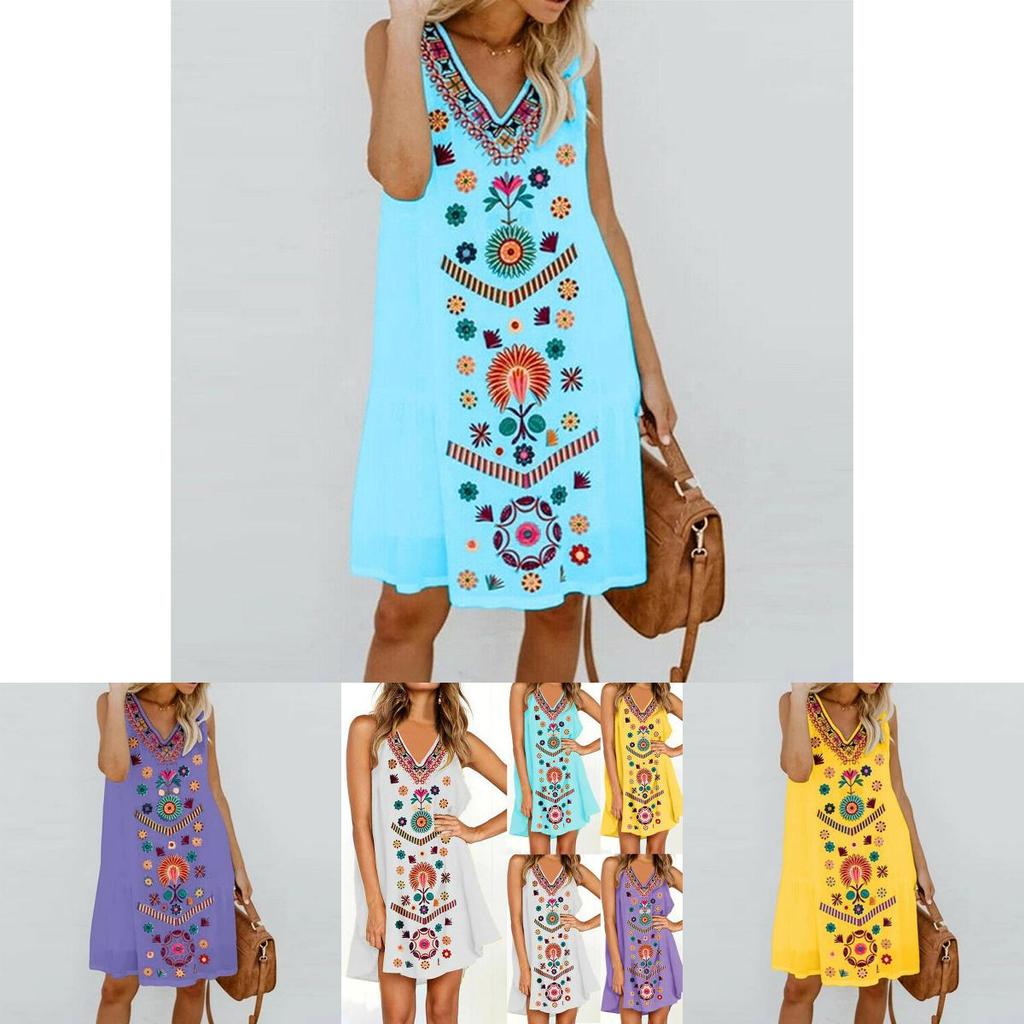 Женское миди-платье без рукавов в стиле бохо, пляжное, повседневное, цветочное, сарафан, идеально для лета