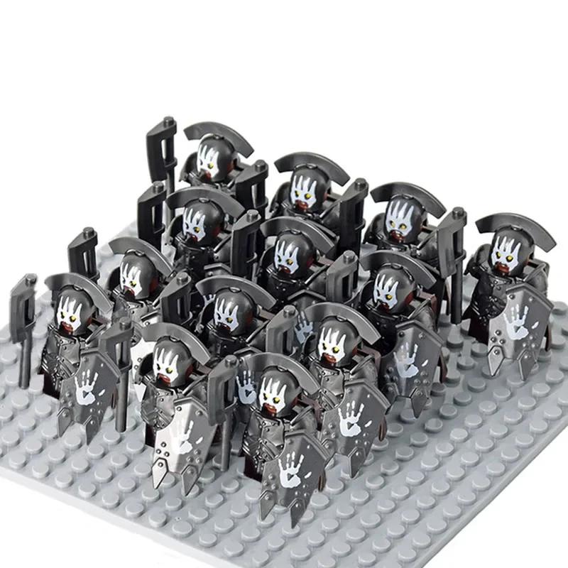 13 шт. Боевая Гвардия Гондора Пользовательская Пехота Армия Солдат ПРОТИВ Спартанцы Римляне Рыцари Воин Рохана Фигурки Набор Блоков Игрушки для Детей