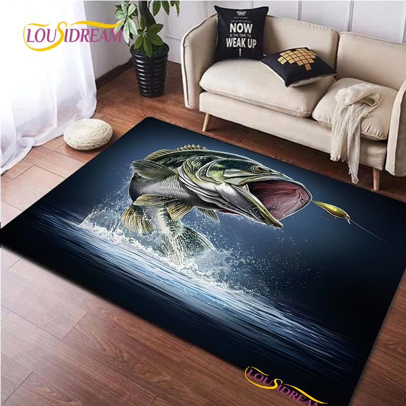 Fishing Enthusiast Carpet for Living Room Sofa Bedroom Alfombra Rugs Kitchen washroom Door Kids Unslip floor Mats birthday gift