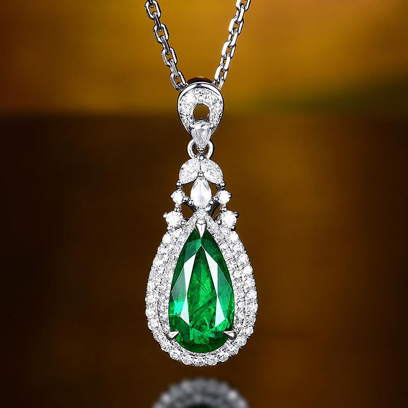 Новое роскошное модное женское свадебное ожерелье с каплей воды, зеленый кубический цирконий, элегантные женские аксессуары, вечерние благородные ювелирные изделия