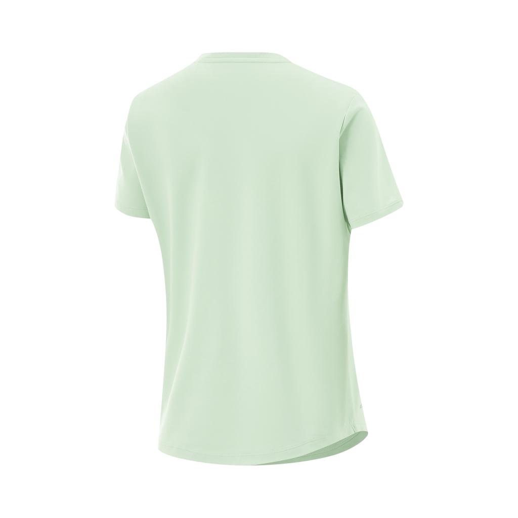 Li-Ning Comfortable Versatile Simple Solid Color Round Neck Short Sleeve T-Shirt Women Tops Sheep-Fat-Green ATSV044-4