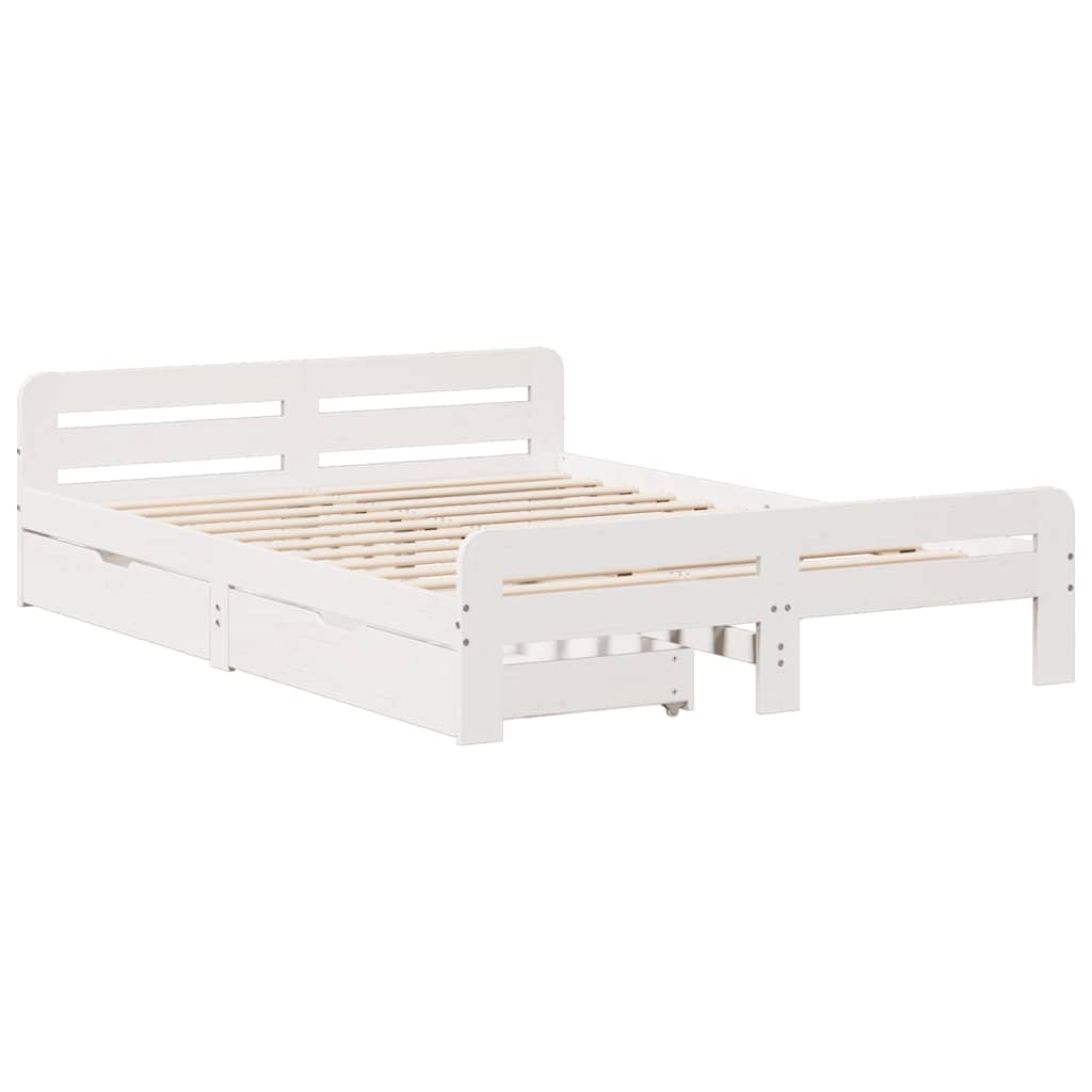 Solid Wood Bed without Mattress White 140 x 190 cm Pine Wood