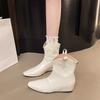 Small Square Head Short Boots In the Autumn of 2025, New Women's Boots, Fashionable European and American Style, Beautiful Color, Flat Bottom Inner H