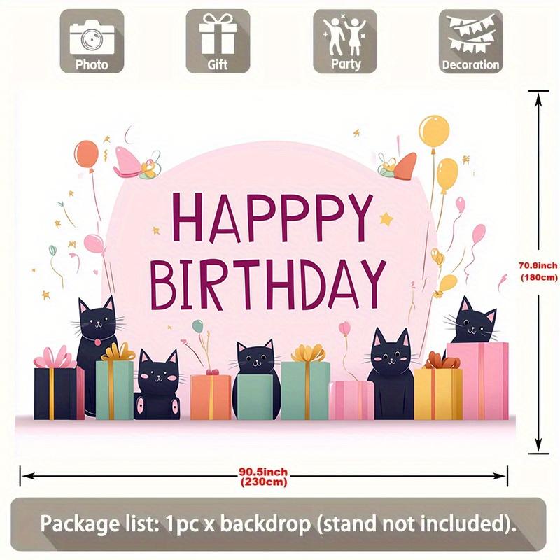 1pc Birthday Gift Box Photo Booth Cute Party Banner Polyester