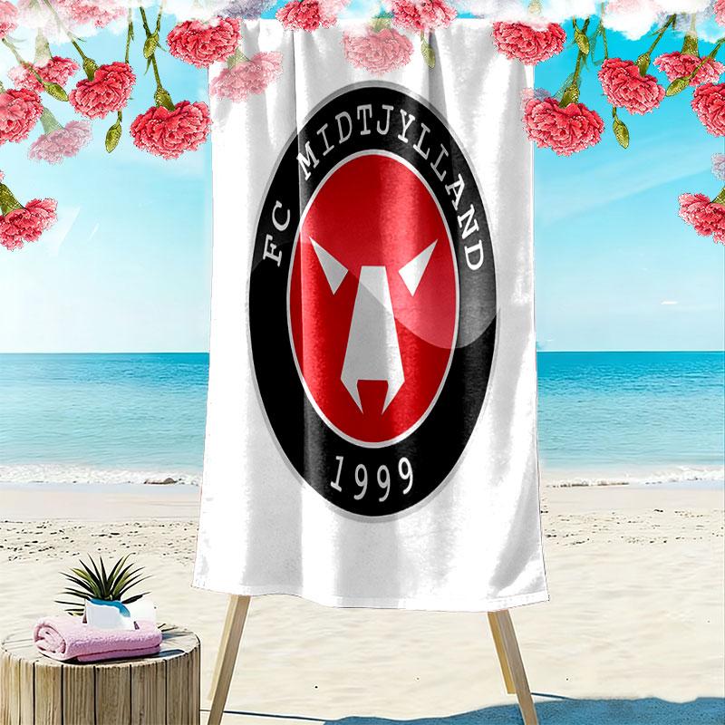 FC Midtjylland logo Print Beach Towel, Large Soft Quick Dry Towel for Beach Camping Swimming