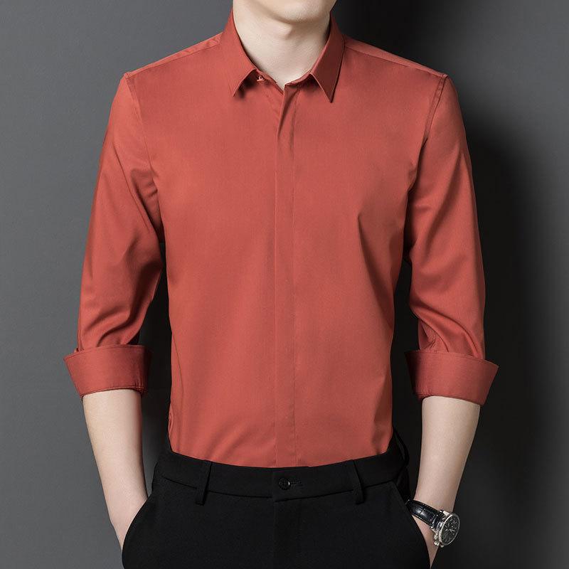 Мужская деловая рубашка большого размера, однотонный комбинезон с длинным рукавом
