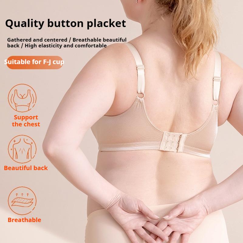 Large Size Bra Without Steel Ring Thin and Breathable Large Cup Sponge-free Underwear for Women with Large Breasts and Small Breasts