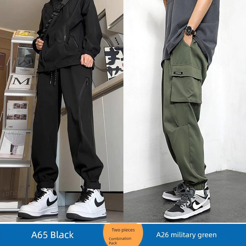 American-Style Black Cargo Pants for Men Paired with Martin Boots, Vibe Functional Straight-Leg Autumn Jogger Pants