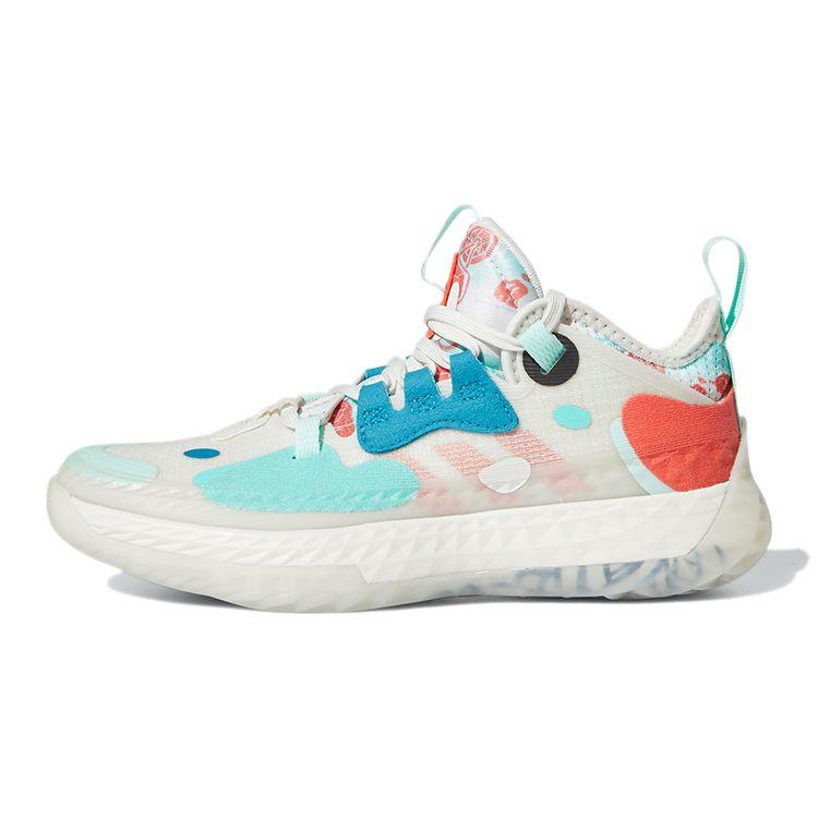 Adidas Харден Вол. 5 Тканевые Прочные Низкие Детские Баскетбольные Кроссовки Детские Баскетбольные Кроссовки Белые Зеленые Красные FZ5454