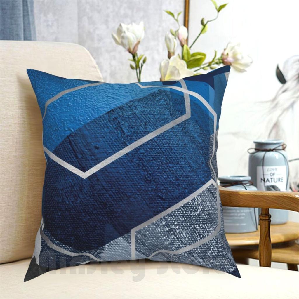 Blue Hexagonal Geometric Pillow Case Printed Home Soft Throw Pillow Bright Blue Geometric Hexagons Hexagon Art Abstract