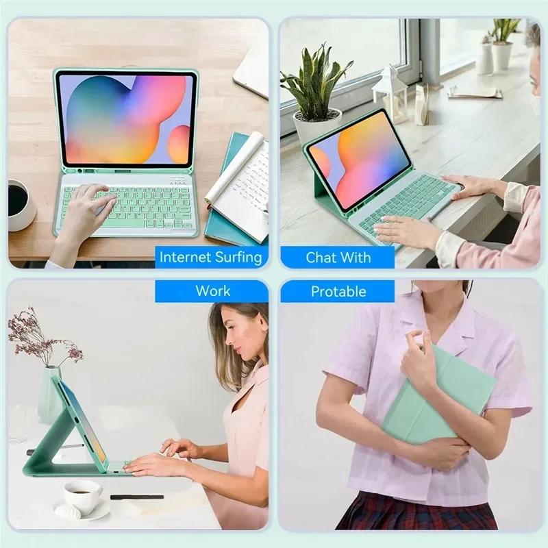 Colorful Candy Bluetooth Keyboard Magnetic Leather Stand Case Covers for IPad 7 8 9 10th Pro 11 Air 4 5th Mini 5 6 10.2 Inch
