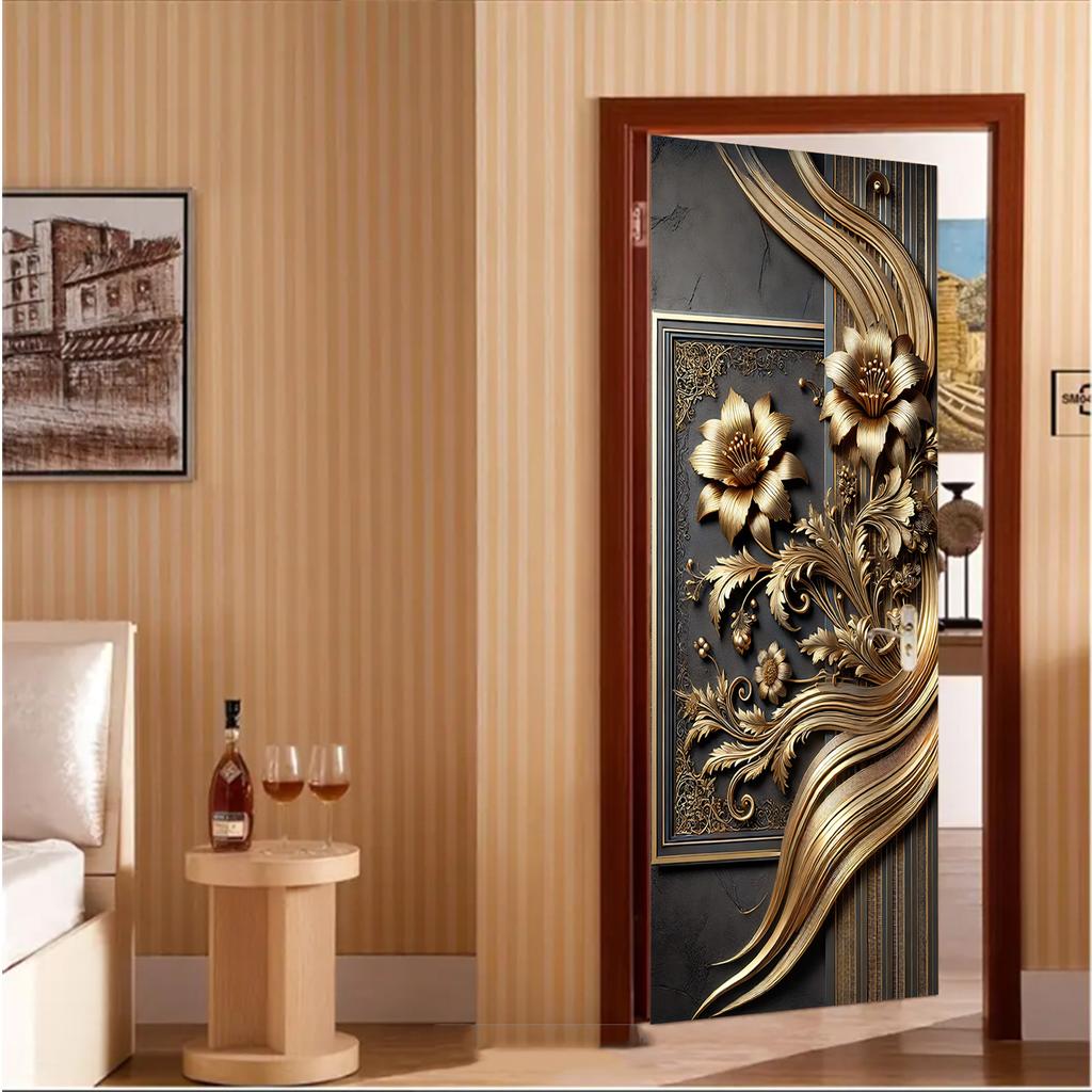 3D Peel and Stick Door Sticker Mural - Self-Adhesive, Removable Waterproof Vinyl Door Decal for Bedroom and Living Room Wall Decoration