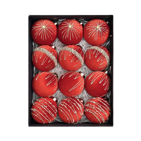 12 шт. Бархатные елочные шары, флокированные рождественские шары, небьющиеся пластиковые шары