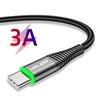 USLION Светодиодный кабель USB Type C 3A, провод быстрой зарядки Type-C для мобильного телефона Samsung Galaxy Xiaomi Huawei, кабель USB C, шнур зарядного устройства