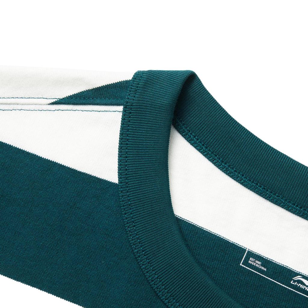 Li Ning Серия Спортивный Тренд Удобная Простая Модная Футболка с Коротким Рукавом и Принтом Букв Свободного Кроя с Круглым Вырезом Унисекс Футболка Белая Зеленая AHSV227-2