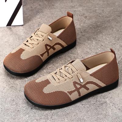 Обувь женская летняя новая на мягкой подошве дышащая одинарная обувь модная универсальная вязаная женская обувь повседневная обувь на плоской подошве на один педаль