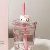 Аниме Sanrio Hello Kitty Соломенная Пластиковая Чашка для Воды Большой Вместимости Портативная PC Высокотемпературная Чашка Студенческая Чашка Подарок для Девочки