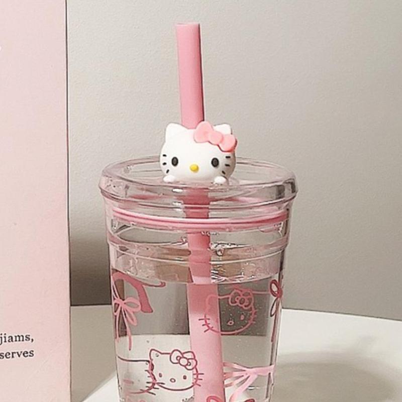 Аниме Sanrio Hello Kitty Соломенная Пластиковая Чашка для Воды Большой Вместимости Портативная PC Высокотемпературная Чашка Студенческая Чашка Подарок для Девочки