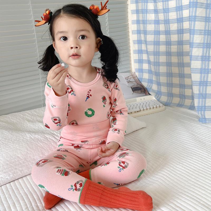 Детский комплект нижнего белья из хлопка с высокой талией для мальчиков и девочек, бесшовный домашний костюм для защиты живота