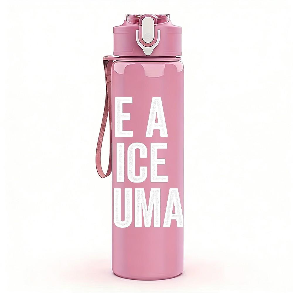 1PC Be A Nice Human Simple Slogan Print 750ml Color Plastic Sports Water Bottle Leakproof Flip Straw Lid Suitable for Sports Office Home Use