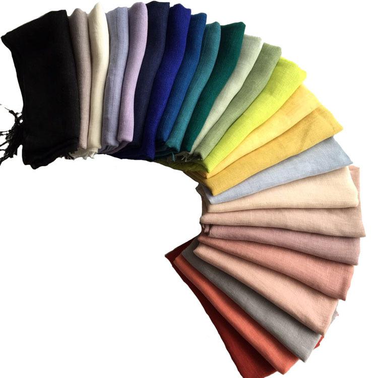 Export To Japan, Linen Solid Color Scarf, Fashionable Avocado Color