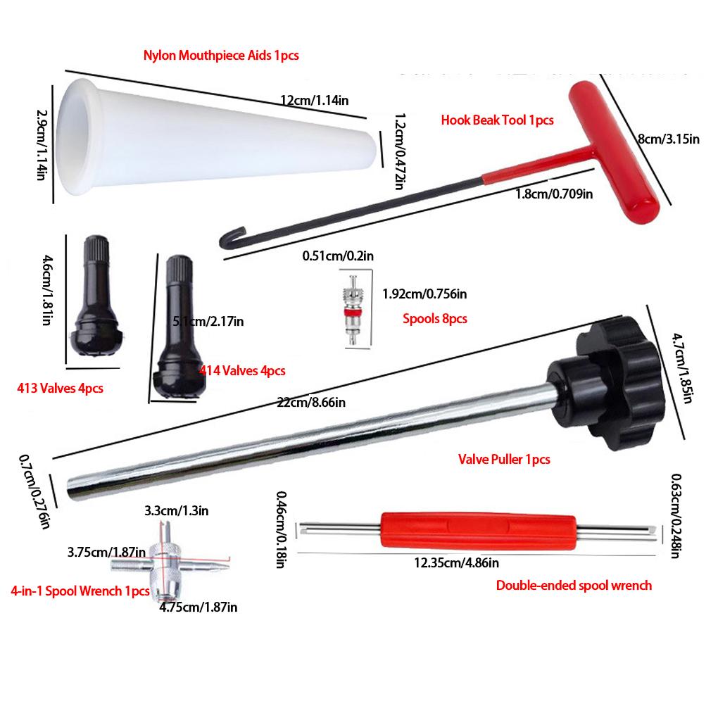 Набор инструментов для вентилей шин Легкая разборка Улучшенный контроль Для автомобилей Квадроциклов и Велосипедов Мотоциклов