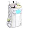 Hanging Diaper Caddy Organizer Baby Hanging Diaper Stacker with Wipes Pocket Baby Essentials Storage Diaper Stacker for Changing Table Crib Playard