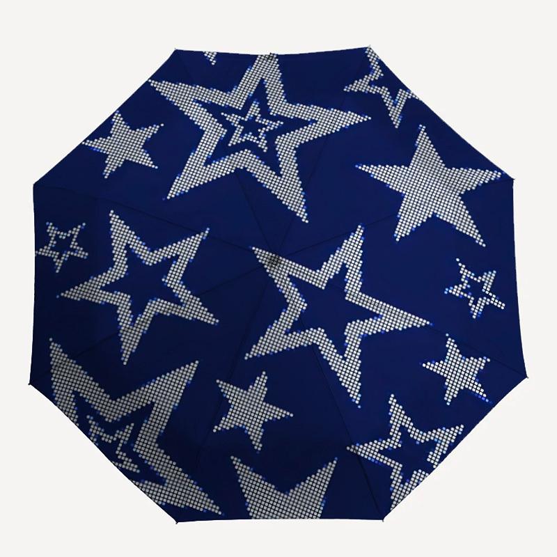 1pc Stars Night Automatic Umbrella - Auto Open/Close Folding Umbrella with Reinforced 8-Rib Frame, 106