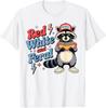 Red White And Feral Funny Raccoon 4th Of July Boys Girls T-Shirt