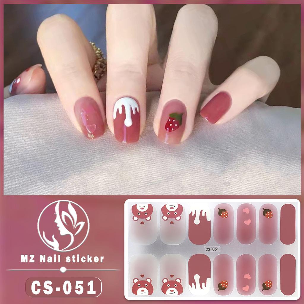 CS Waterproof No-Cure Gel Nail Wraps, Full Cover Spring & Summer Blend & Contrast Color Nail Stickers, Nail Patch Films