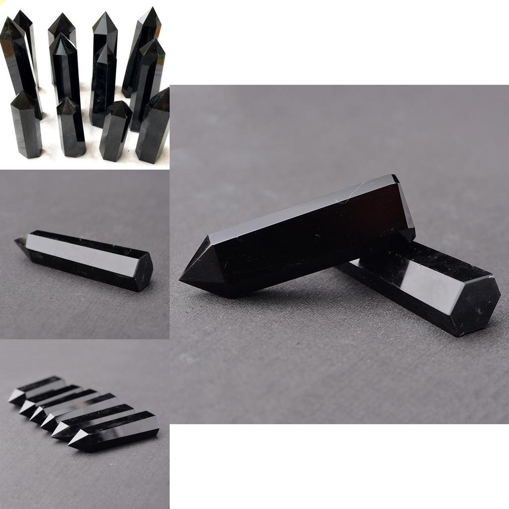 Элегантный и неподвластный времени 100% натуральный обсидиан, черный кварцевый кристалл, точечный, лечебная шестигранная палочка