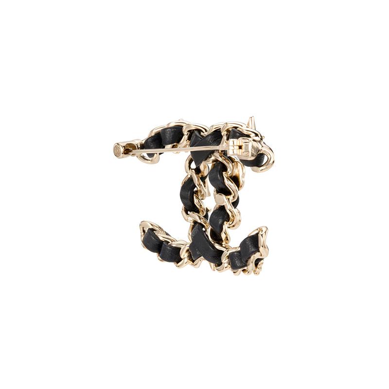Chanel Металлическая брошь Double C золотой/черный #стиль для пары