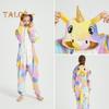 Flannel Lounge Jumpsuit with Exclusive Animal Hat Bright Colored Pajamas Long Sleeve Starry Pattern Cartoon Style Lounge Kids Daily Wear