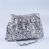 New Handmade Silver Gold Flat Beads Beaded Weaving Large Dumplings Fashion Trendy Shoulder Tote Bag